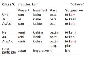 Albanian verbs - irregular - kam - to have.png