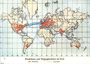 Eisenbahnen- und Telegraphendichte der Erde um 1900.jpg