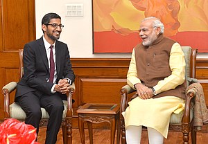 The CEO of Google, Mr. Sundar Pichai calls on the Prime Minister, Shri Narendra Modi, in New Delhi on December 17, 2015 (1).jpg